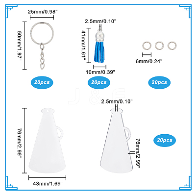 DIY Blank Loudspeaker Charm Keychain Making Kit DIY-WH0386-75-1