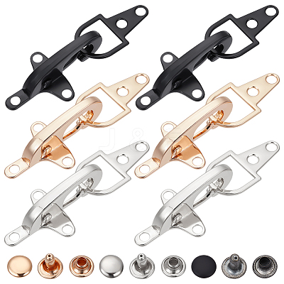 6 Sets 6 Colors Alloy Interlocking Clasps for Coat Down Jacket Sewing Accessories FIND-BC0014-21B-1