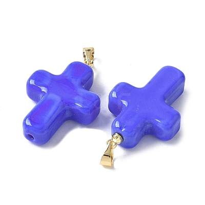 Handmade Lampwork with Brass Pendants LAMP-I030-01G-06-1