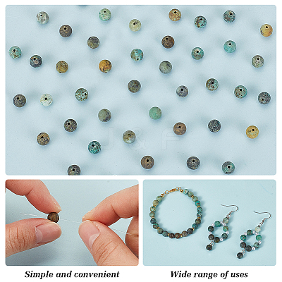 Frosted Natural African Turquoise(Jasper) Round Beads Strands G-OC0001-79B-1