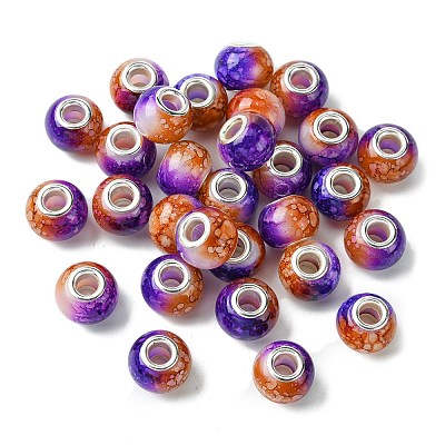 Two Tone Glass European Beads GPDL-K003-01H-1