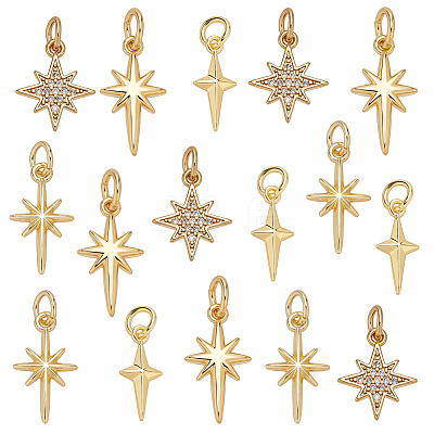 16Pcs 4 Styles Brass Charms KK-AR0004-64-1