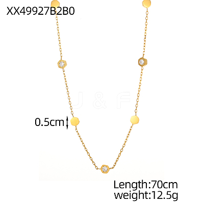 304 Stainless Steel Micro Pave Cubic Zirconia Pendant Necklaces NJEW-OY002-51G-1