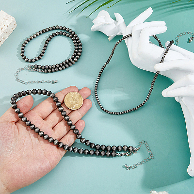 3Pcs 3 Styles CCB Round Beaded Necklaces NJEW-FH0001-32-1