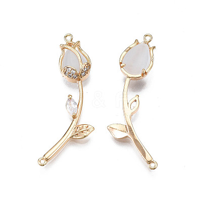Brass Micro Pave Clear Cubic Zirconia Link Connectors LS-KK-Q278-004-NF-1