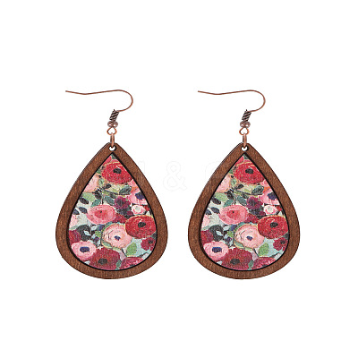 Wood Dangle Earrings FS-WG89FD2-01-1