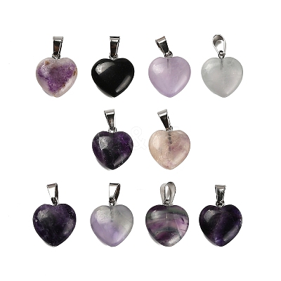 Natural Fluorite Heart Pendants STAS-R154-01P-1
