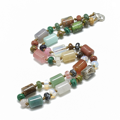 Natural & Synthetic Gemstone Beaded Necklaces NJEW-S392-24-1