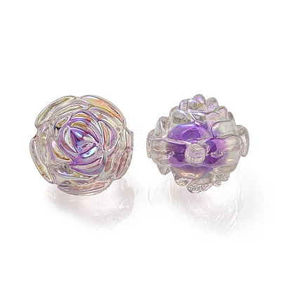 UV Plating Rainbow Iridescent Acrylic Beads OACR-P010-20H-1