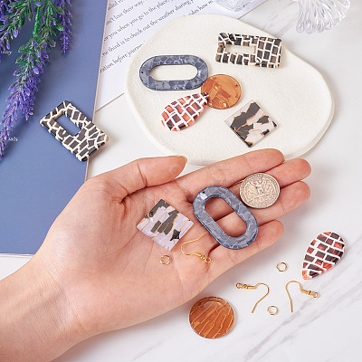 DIY Geometric Acrylic Dangle Earrings Making Kit DIY-TA0009-28-1