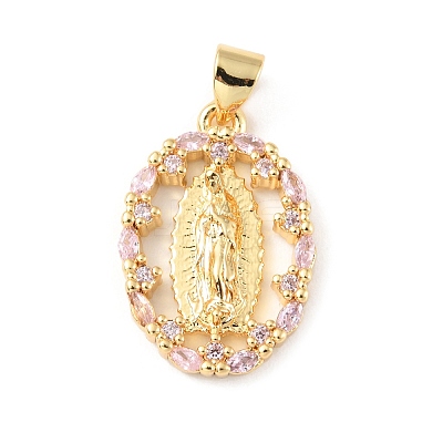 Brass Micro Pave Cubic Zirconia Pendants KK-P233-05G-02-1