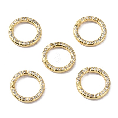 Eco-Friendly Brass Micro Pave Clear Cubic Zirconia Twister Clasps ZIRC-C024-31G-1