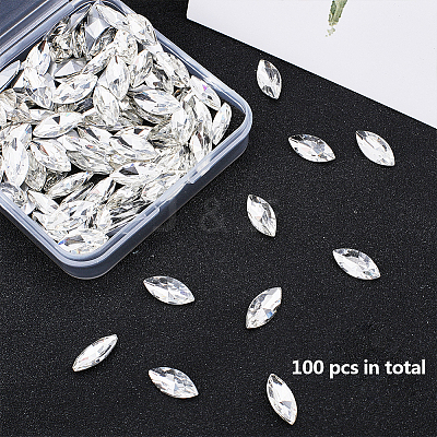 Pointed Back Glass Rhinestone Cabochons RGLA-OC0001-08A-1