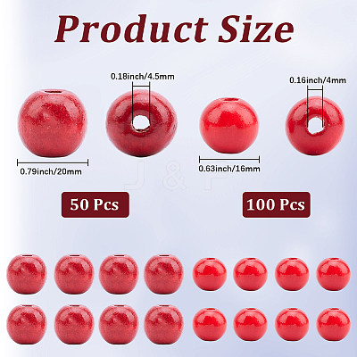150Pcs 2 Styles Dyed Natural Wood Beads COCO-PA0001-14-1