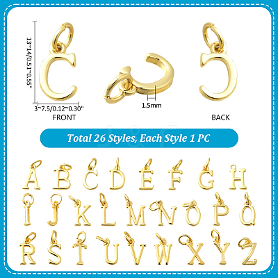26Pcs 26 Styles Brass Charms KK-PH0011-57-1