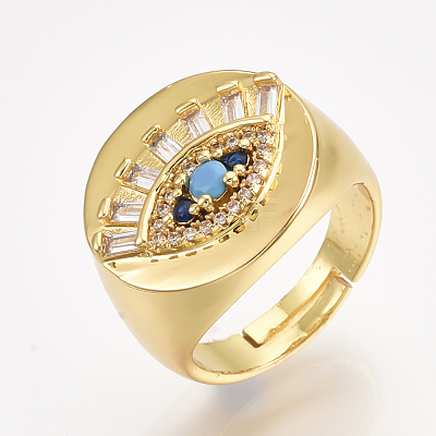 Adjustable Brass Micro Pave Cubic Zirconia Finger Rings RJEW-S044-019-1