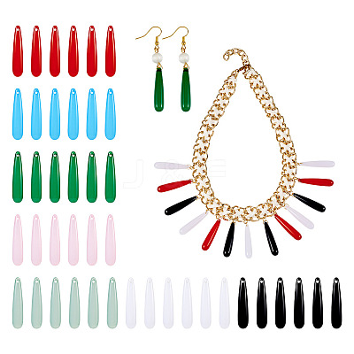 70Pcs 7 Colors Acrylic Pendants MACR-TA0001-79-1
