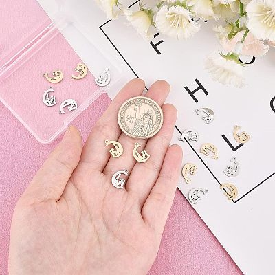 16Pcs 2 Colors Valentine's Day 304 Stainless Steel Charms STAS-UN0030-74-1