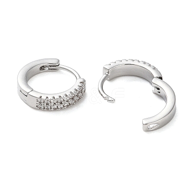 Brass Micro Pave Clear Cubic Zirconia Hoop Earrings EJEW-S234-01P-1