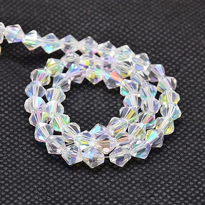 Imitate Austrian Crystal Electroplate Bicone Glass Bead Strands GLAA-F029-5x5mm-A01-1