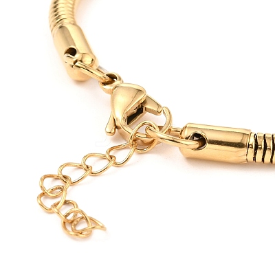 Unisex 304 Stainless Steel Round Snake Chain Bracelets BJEW-H541-02A-G-1