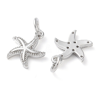 Rack Plating Brass Micro Pave Clear Cubic Zirconia Charms KK-D097-04P-1