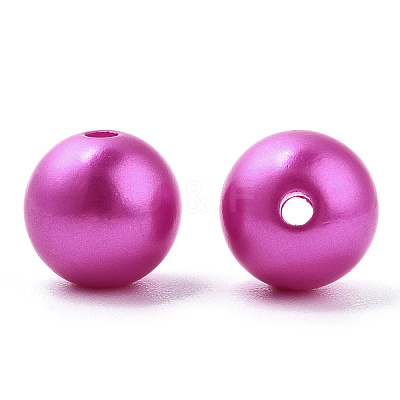 Spray Painted ABS Plastic Imitation Pearl Beads OACR-T015-05C-14-1