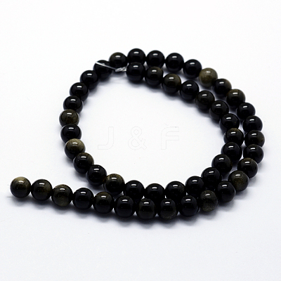 Natural Golden Sheen Obsidian Beads Strands G-I199-14-6mm-1