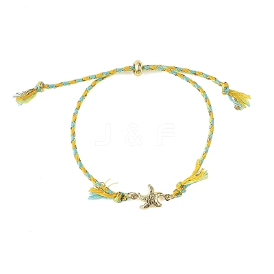 Ocean 304 Stainless Steel Link Adjustable Braided Polycotton Metallic Cord Slider Bracelets BJEW-JB14245-03-1