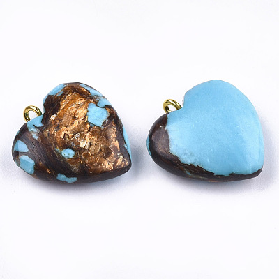 Assembled Bronzite and Synthetic Turquoise Pendants G-T111-04C-1