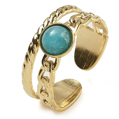 Natural Amazonite Finger Rings RJEW-U027-06G-06-1