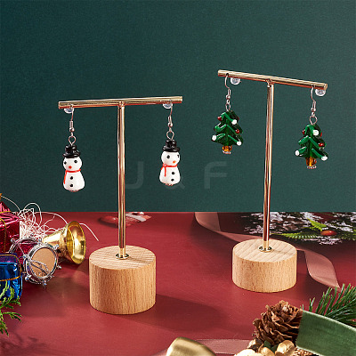 2 Pairs 2 Styles Christmas Theme Glass Dangle Earrings EJEW-TA00701-1