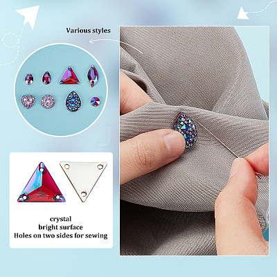 160Pcs 8 Style Sew on Rhinestone RESI-PH0002-04C-1