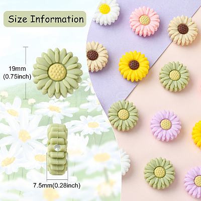 20Pcs Daisy Food Grade Eco-Friendly Silicone Focal Beads SIL-CJ0001-07-1