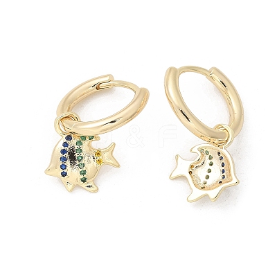 Brass Clear Cubic Zirconia Hoop Earrings EJEW-Q014-26G-1