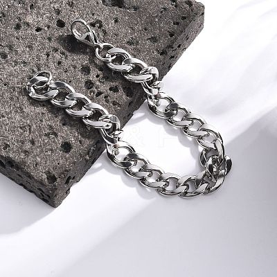 Non-Tarnish 304 Stainless Steel Curb Chain Bracelet for Men Women BJEW-G669-23P-1