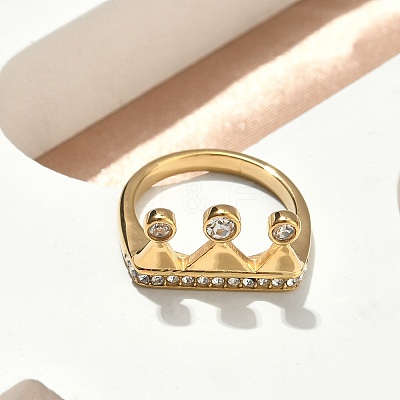 304 Stainless Steel Micro Pave Cubic Zirconia Finger Rings for Women RJEW-F205-01F-G-1