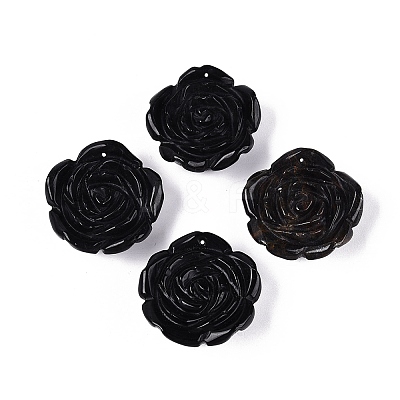 Natural Obsidian Carved Pendants G-Q601-39-1