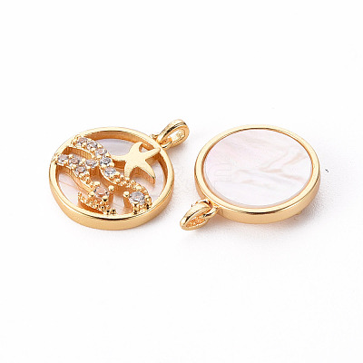 Brass Micro Pave Clear Cubic Zirconia Charms KK-Q765-022-NF-1
