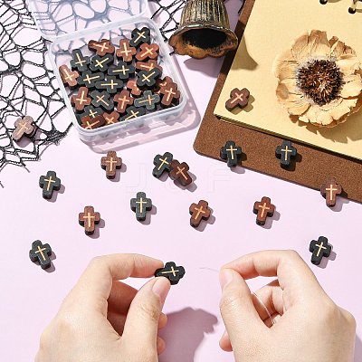 40Pcs 2 Colors Natural Wood Beads WOOD-CJ0002-61-1