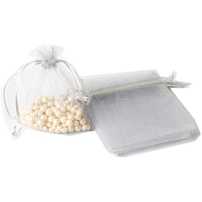 100Pcs Rectangle Organza DIY Craft Drawstring Bags PW-WG69155-09-1
