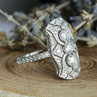 Retro Brass & Cubic Zirconia Finger Rings FS-WGF6FC6-03-1