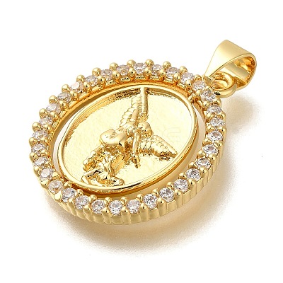 Rack Plating Brass with Cubic Zirconia Pendants KK-Z086-33G-14-1