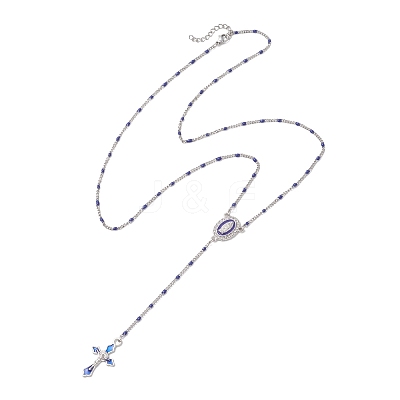 304 Stainless Steel Rosary Bead Necklaces NJEW-JN05775-1