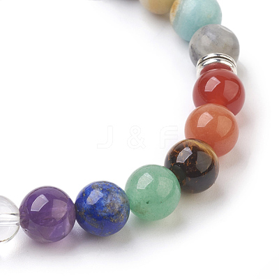 Natural Flower Amazonite Beads Stretch Bracelets BJEW-JB03846-05-1
