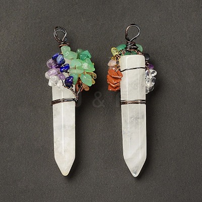 7 Chakra Pointed Natural Quartz Crystal Big Pendants G-C012-01R-11-1