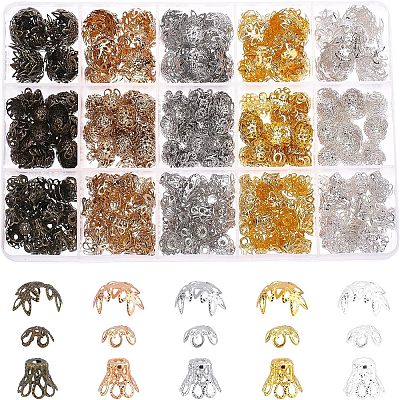875Pcs 3 Style Tibetan Style Multi-Petal Iron Bead Caps IFIN-FH0001-60-1