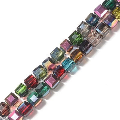 Transparent Electroplated Glass Beads Strands X-GLAA-G097-03-1
