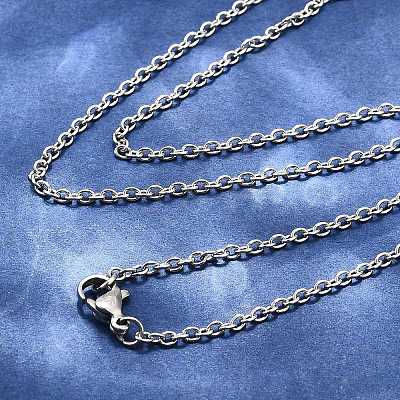Tarnish Resistant Classic Plain 304 Stainless Steel Mens Womens Cable Chain Necklace Making STAS-P045-01P-1