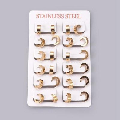 304 Stainless Steel Huggie Hoop Earrings EJEW-O087-09E-1